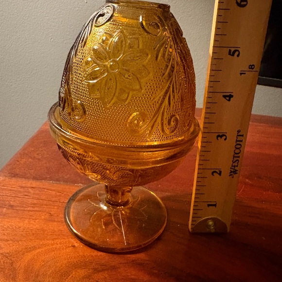 Vintage Tiara Exclusives Amber Fairy Light Sandwich Pattern Indiana Glass - Picture 7 of 7